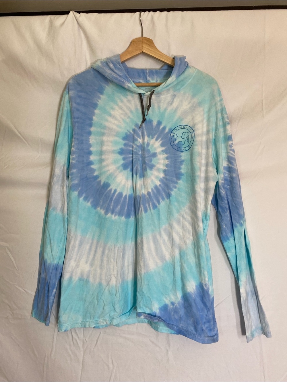 Puppie Love Tie-Dye Spiral Hoodie - Blue & White